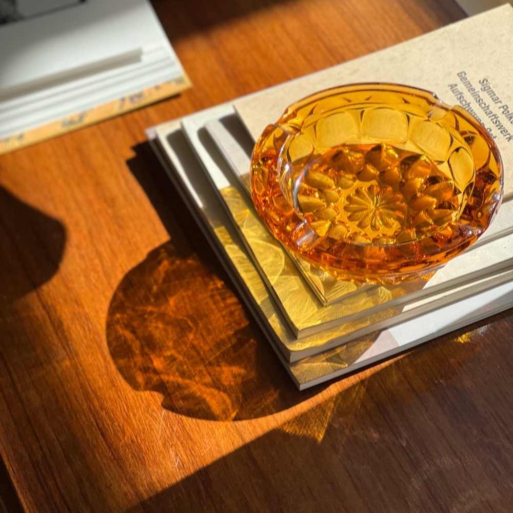 Vintage Amber Glass Ashtray